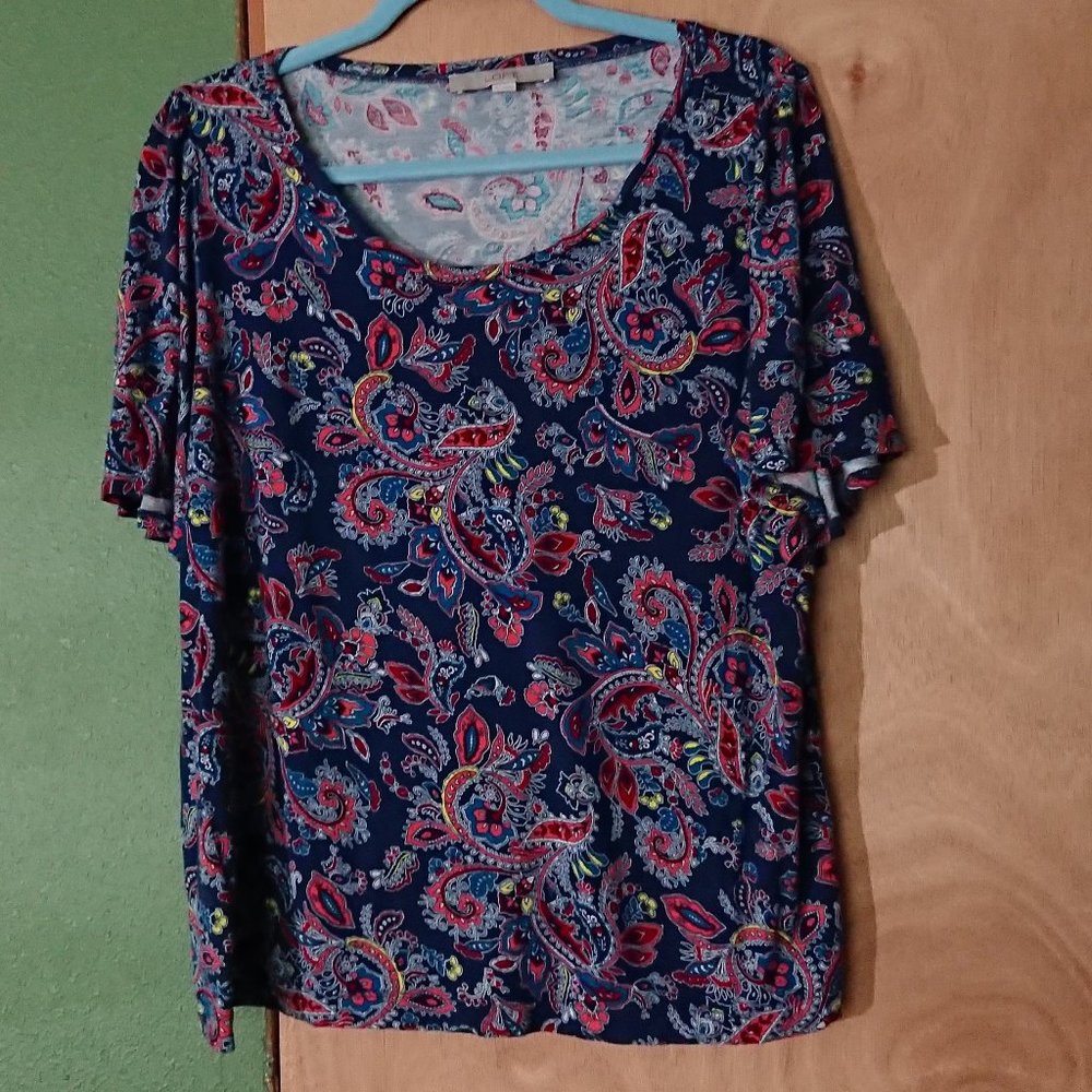 Loft Paisley Print Short Sleeve Tee Sz XL EUC